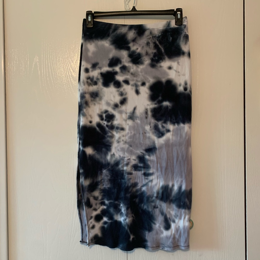 Ribbed Tie Dye Stretchy Fitted Skirt
